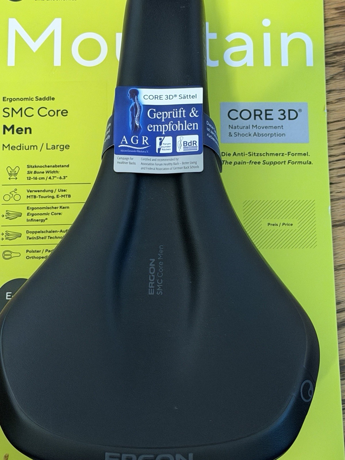 NEW Ergon SMC Core Men’s M/L Bicycle Saddle Black Gray MTB Gravel Bikepacking