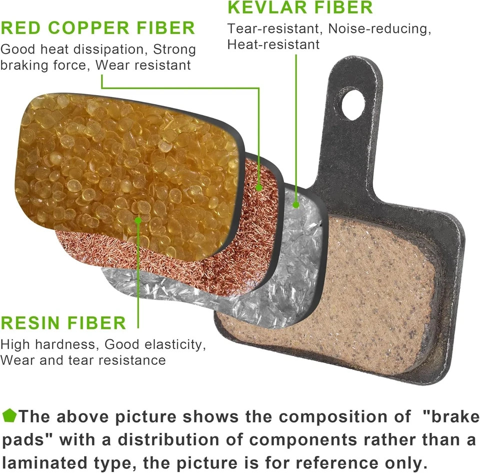 4 Pairs Metal Premium Ebike Brake Pads, Noise Free Disc Brake Pads with Installa