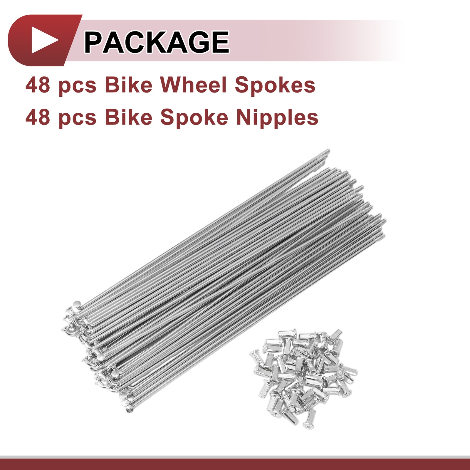48 Set 10G Bicycle Spokes 250mm Bike Wheel Spokes Carbon Steel Galvanized