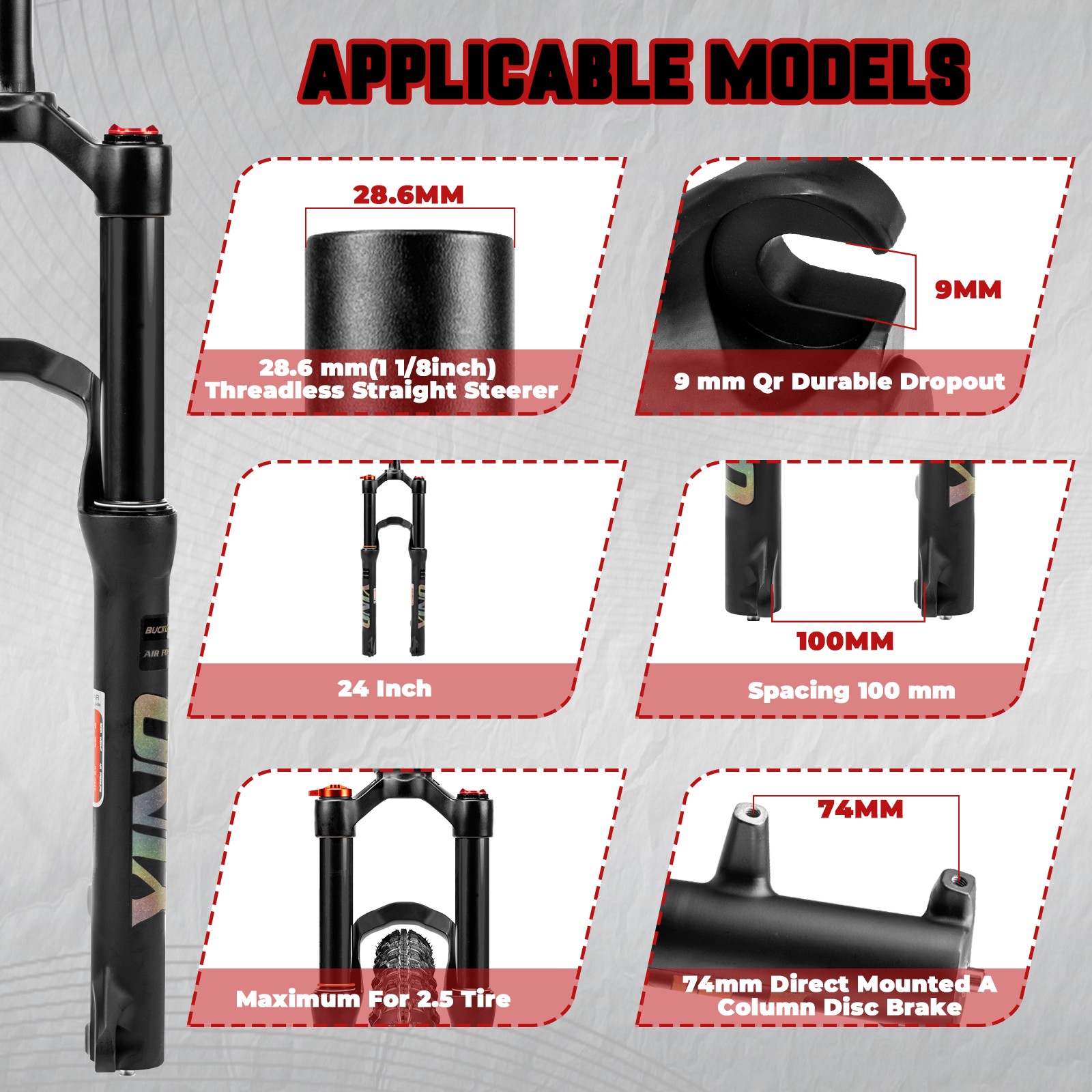 Kids MTB Forks 24″ XC Air Spring Suspension Bike Fork Disc Brake QR fit Suntour
