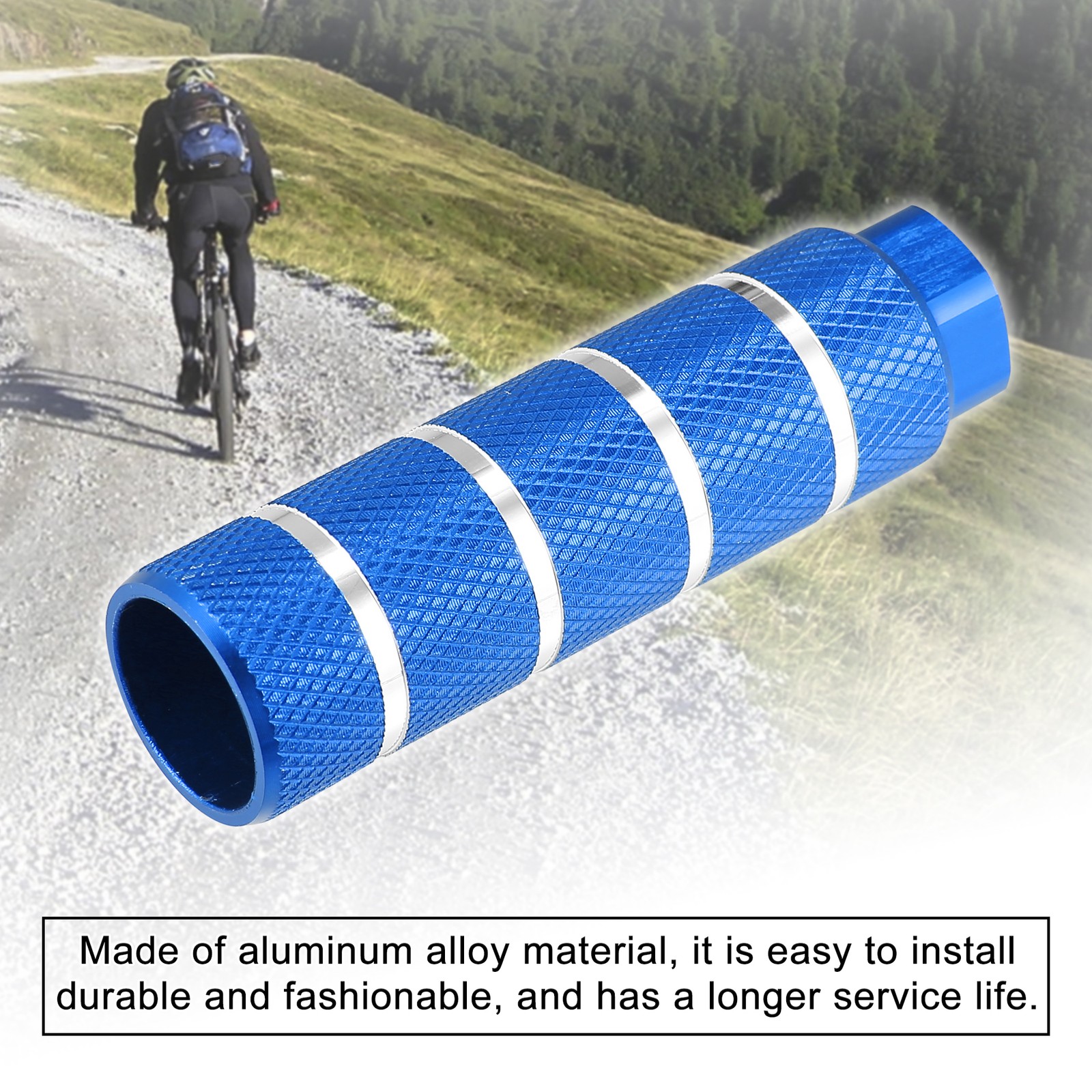 Universal Bicycle Rear Foot Pegs Footrests Blue Fit 3/8 Inch Axles Pack of 4