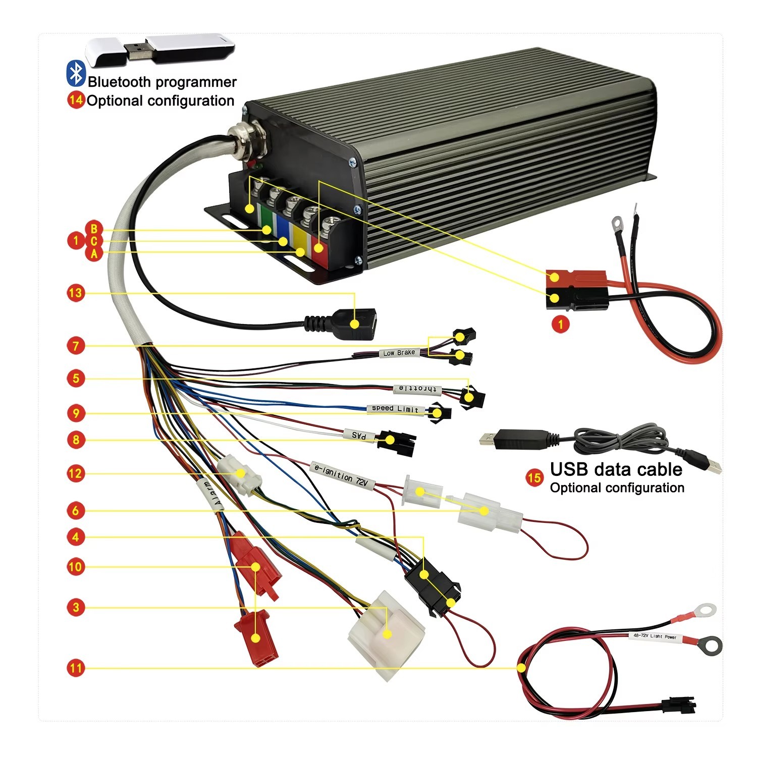 Sabvoton 48V-72V 2500W-4000W 80A eBike Sine Wave Programmable Controller
