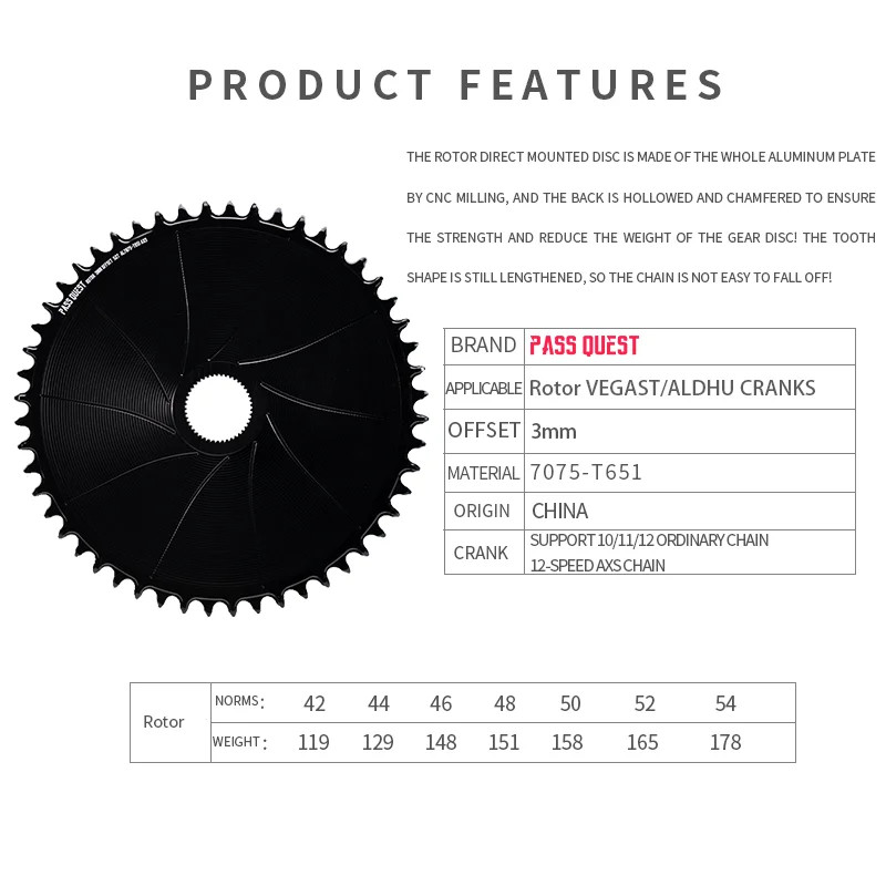 3mm Offset Gravel Bike Direct Mount Chainrings 42T-54T Road Bicycle Chainwheel
