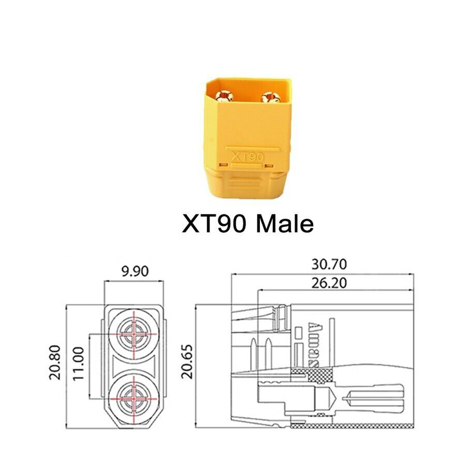 XT90 Male Connector Plug Lead Li-Ion Ebike Battery Charge Cable 10 AWG 100MM RC