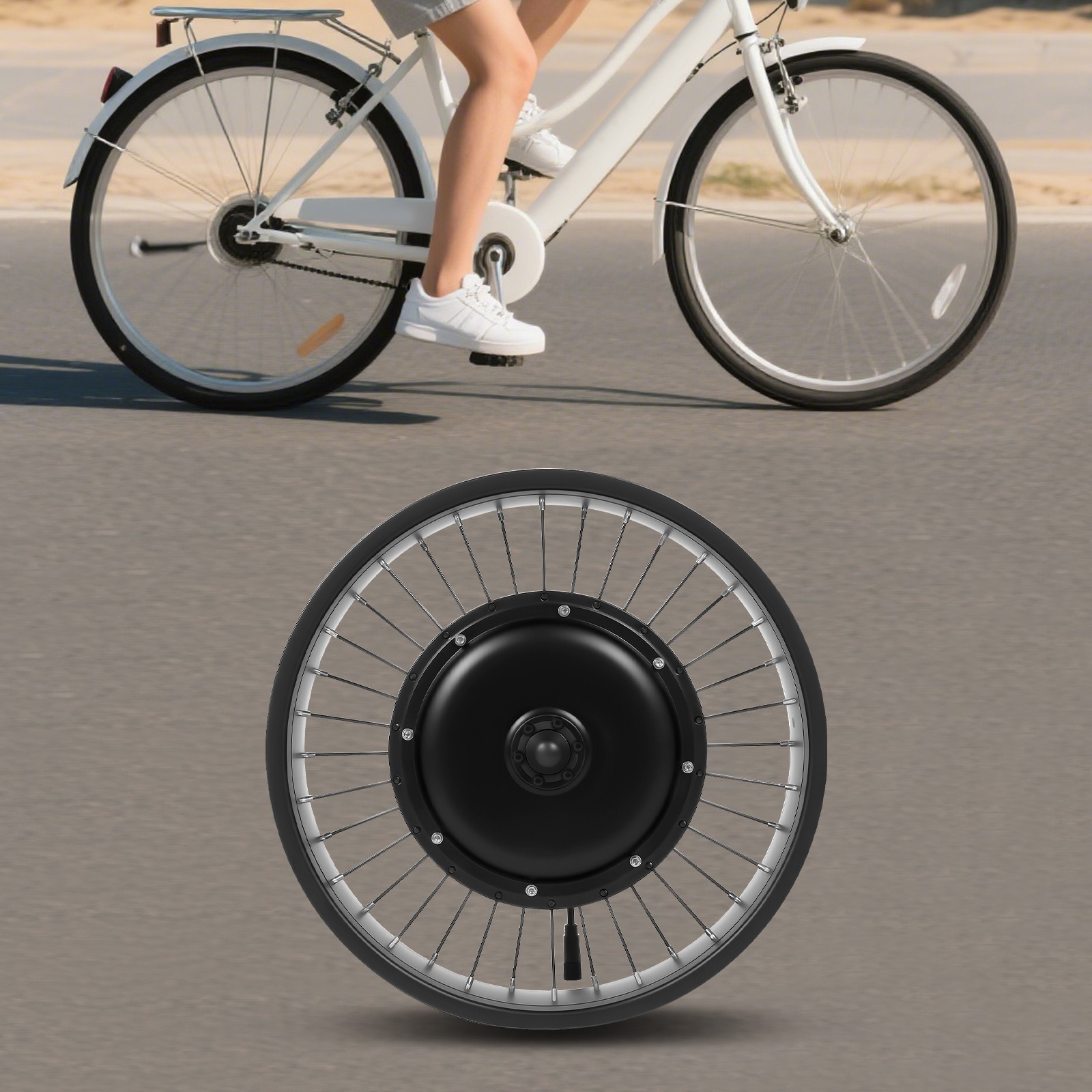 Electric Bicycle EBike Conversion Kit E-Bike Front Wheel Frame Kit 500 rpmUS