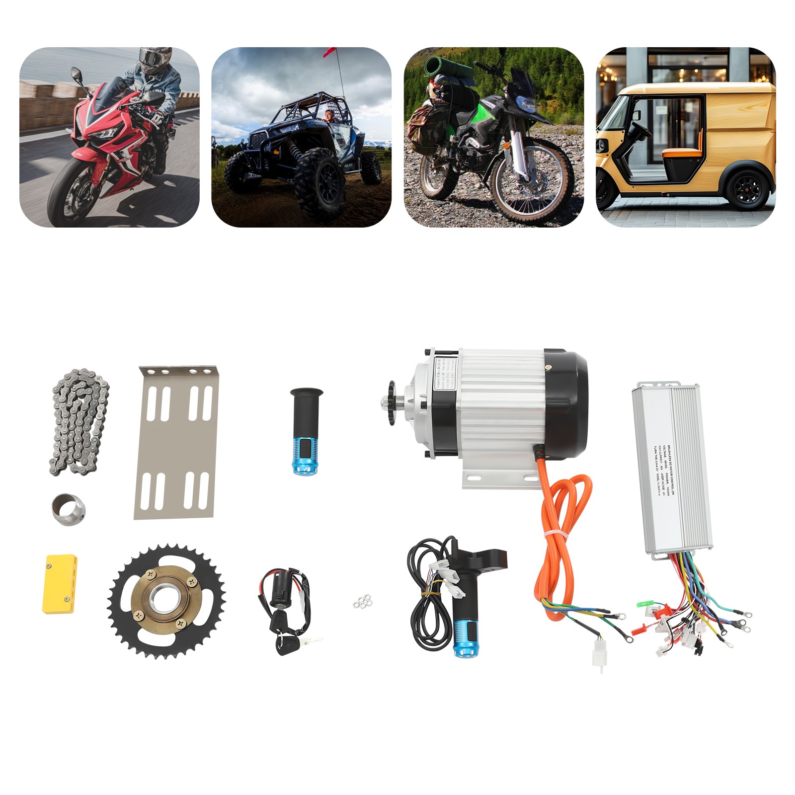 Electric Brushless Motor Set Electric Tricycle Motor Kit 48 V 1000 W 500kg max.