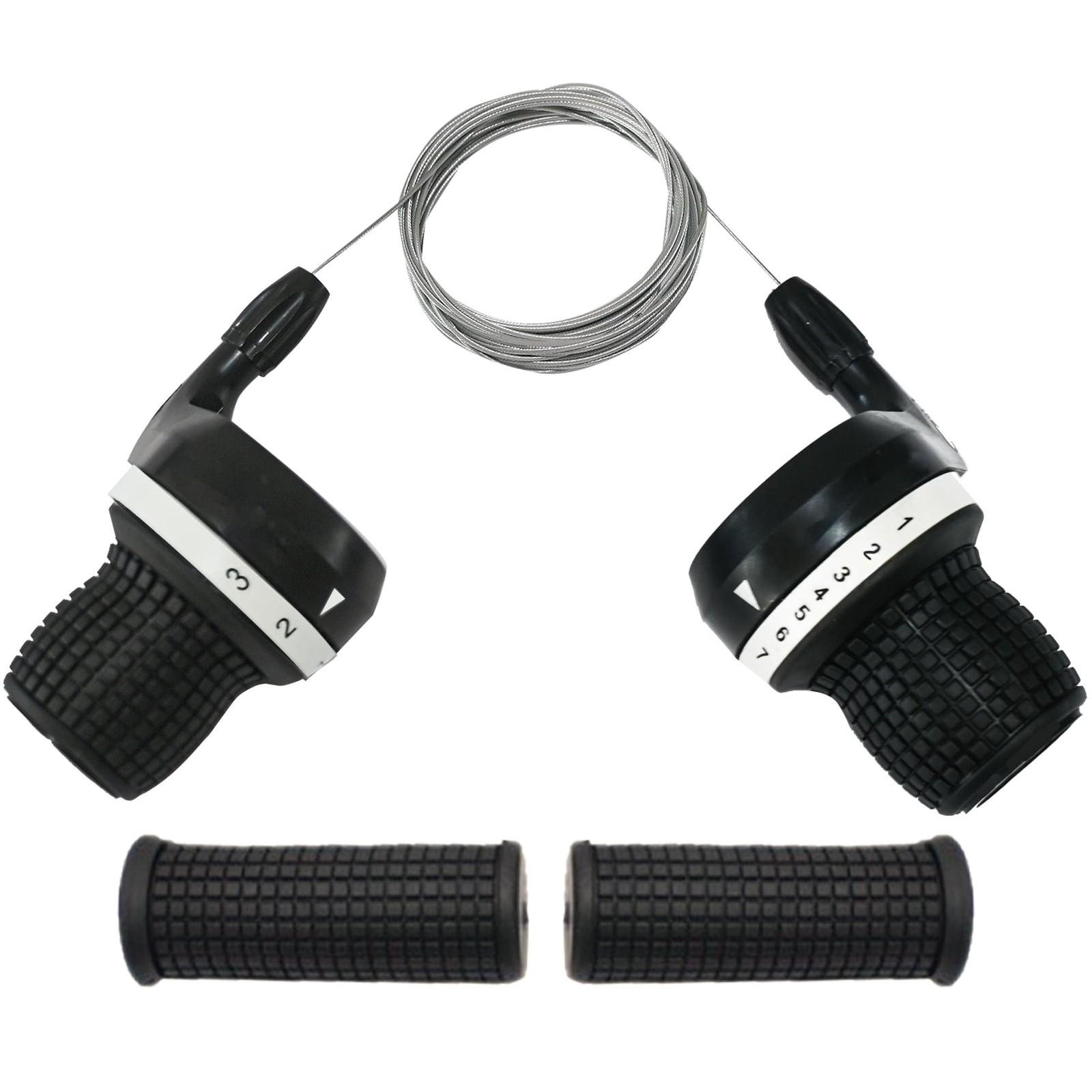 3×7 Speed Bike Shifter Set, 21 Speed Twist Grip Gear Shifters with Cables & Hand