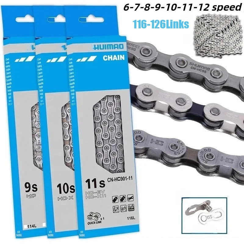 6/7/8/9/10/11/12 Speed Bicycle Chain 116-126Links For Cruiser Road BMX FIXIE MTB