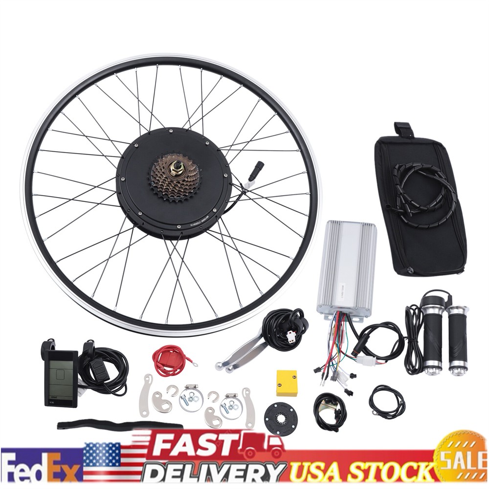For Electric Bike LCD Display 700C Rear Wheel Hub Motor Conversion Kit 48V 1500W