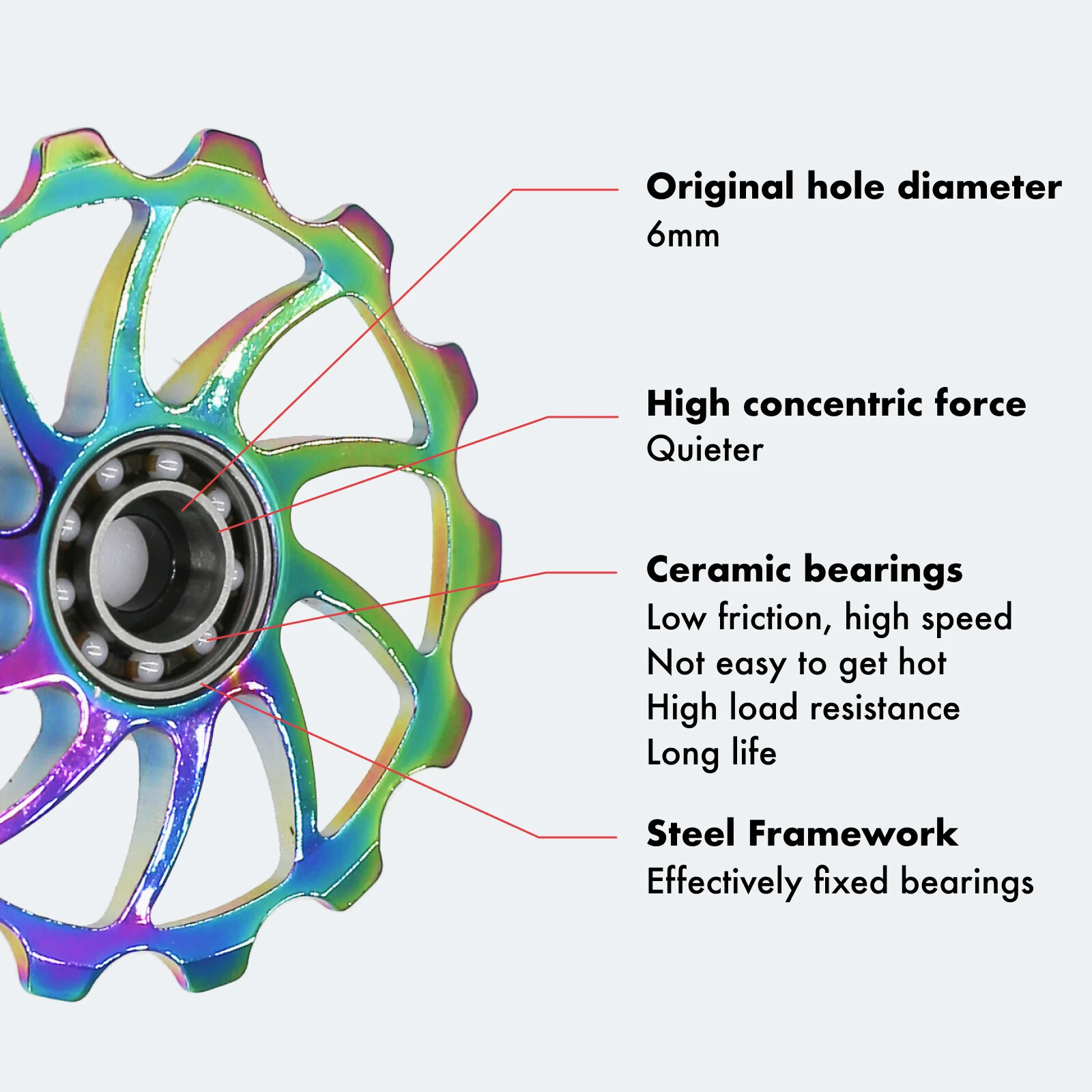 DJC Bike Pulley Wheel Ceramic Bearing Oilslick 11T 12T 13T 14T 16T MTB Road Bike