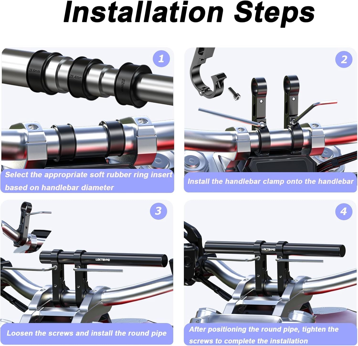 Bike Handlebar Extender 11.8″ Aluminum Dual-Clamp Mount Base for MTB Motorcycle