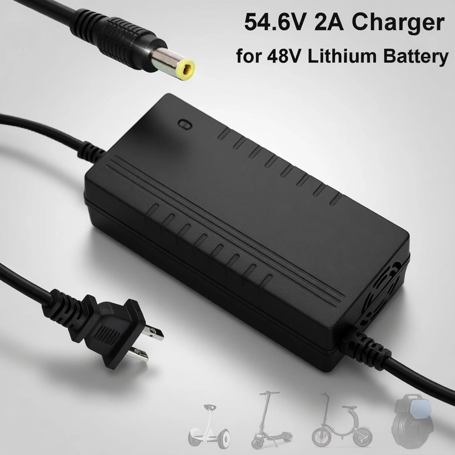 54.6V 2A Smart Charger DC 5.5×2.1mm Plug for 48V Electric Bicycle Li-ion Battery