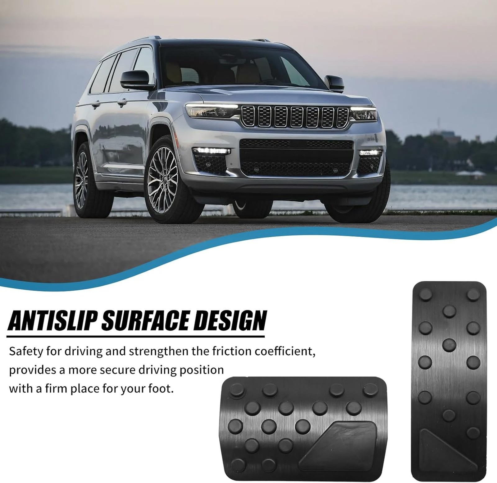2Pcs Vehicle Pedal Cover Set Non Slip Fit for Dodge Durango Jeep Grand Cherokee