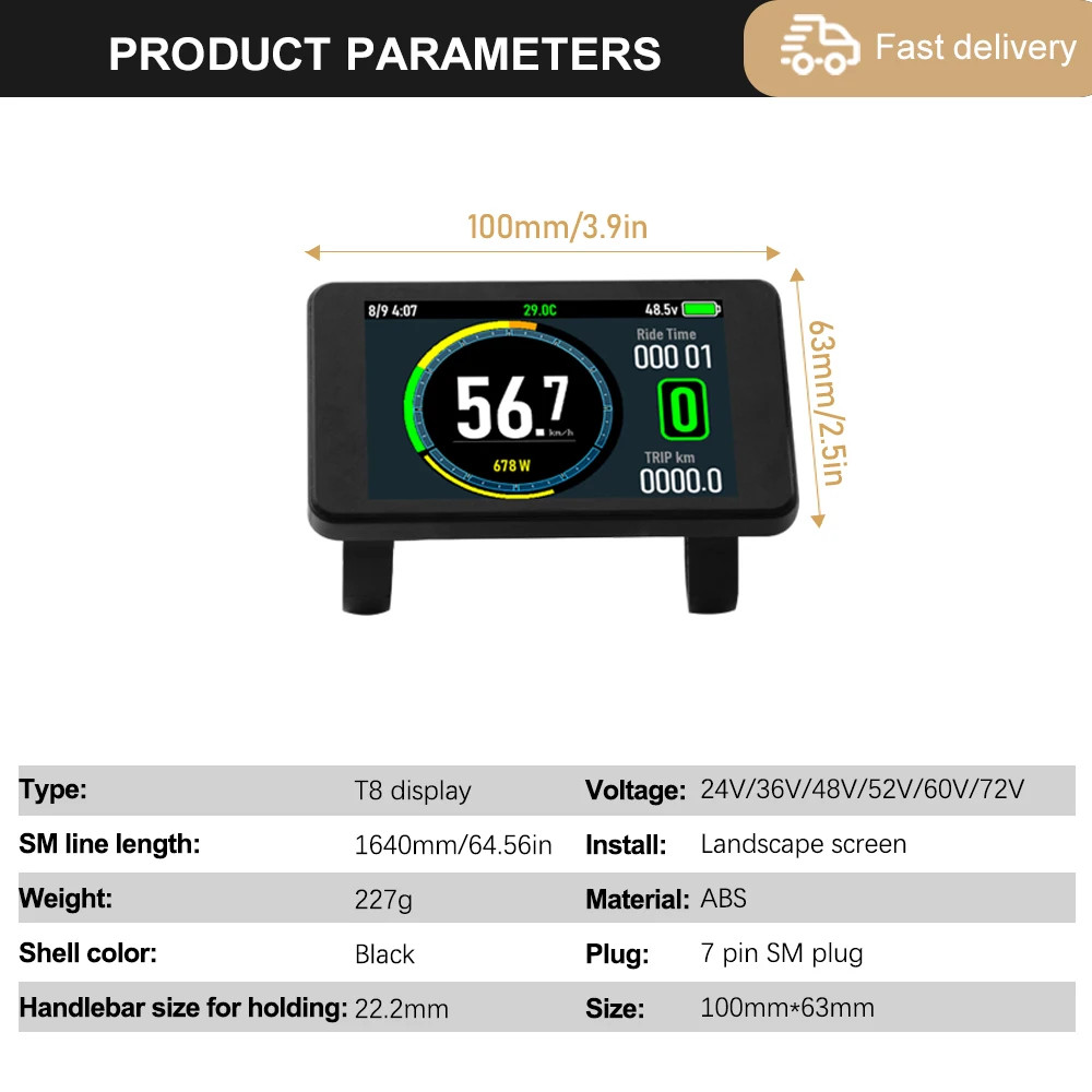 Three Mode 40A Sine Wave Controller 36/48/52/72V For Ebike Tricycle E-Scooter