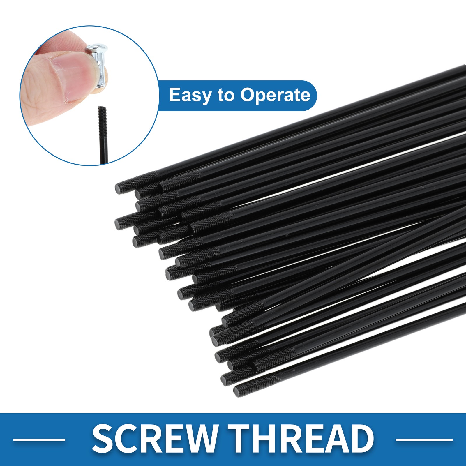 1Set 12G 125mm Length Bicycle Spokes Nipple Carbon Steel Black Universal