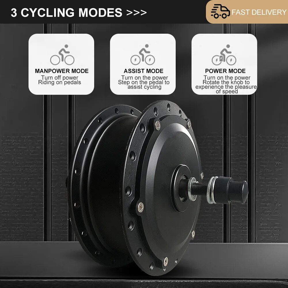 36V/48V 250W 350W 500W E-bike Front Drive Rear Rotate Cassette Hub Motor Wheel