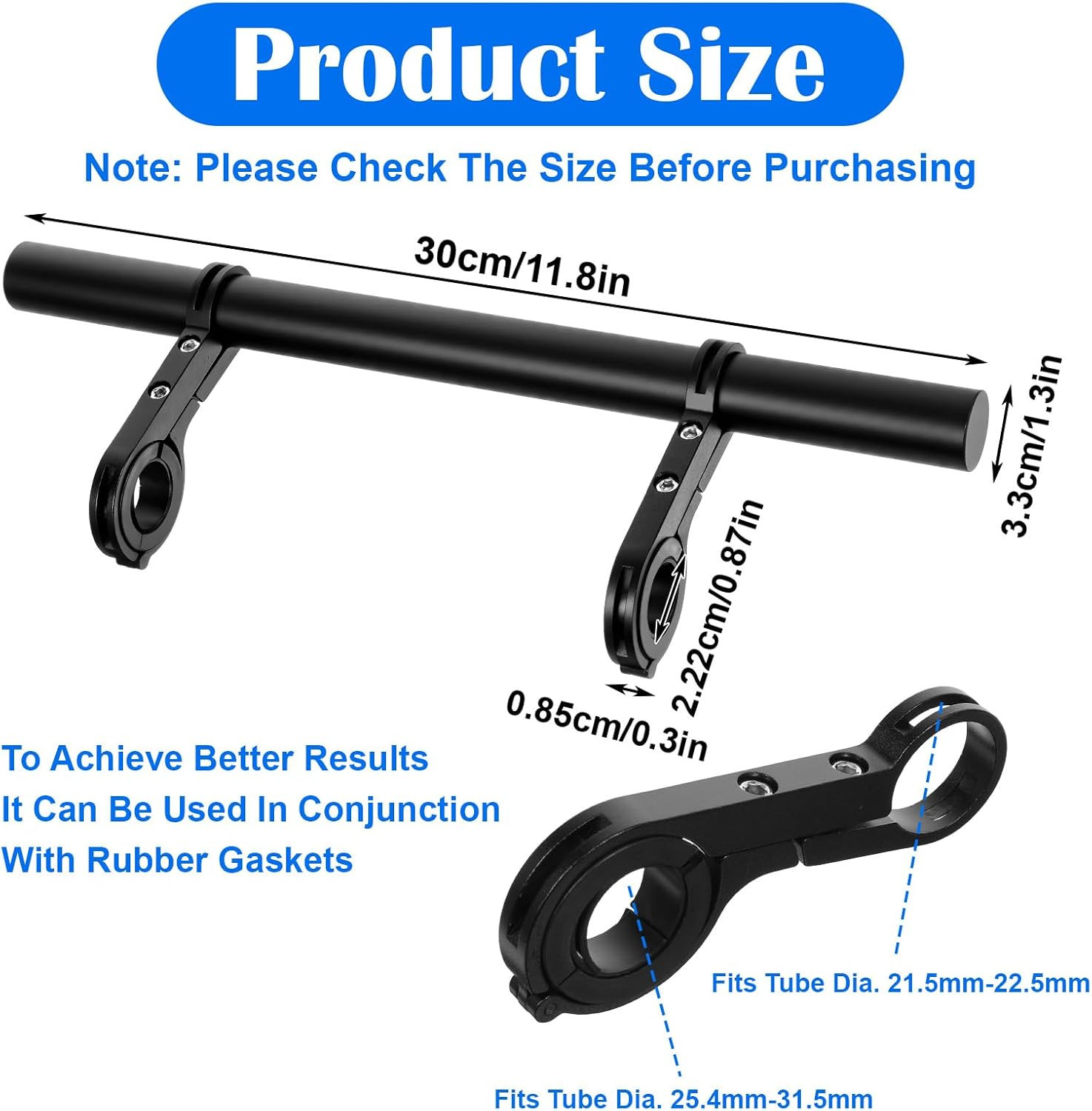 Bike Double Handlebar Extender, 11.8″(30 Cm) Super Long Aluminum Alloy Cross Bar