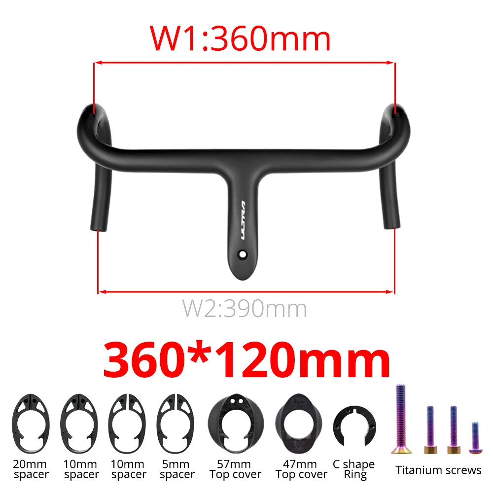 Lightweight Carbon Road Bike Integrated Handlebar 360mm-440mm with Mount 28.6mm