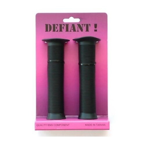 Defiant BMX Grips — Flanged / Open End w Plug / 147mm / Black —AUS STOCK— Bike