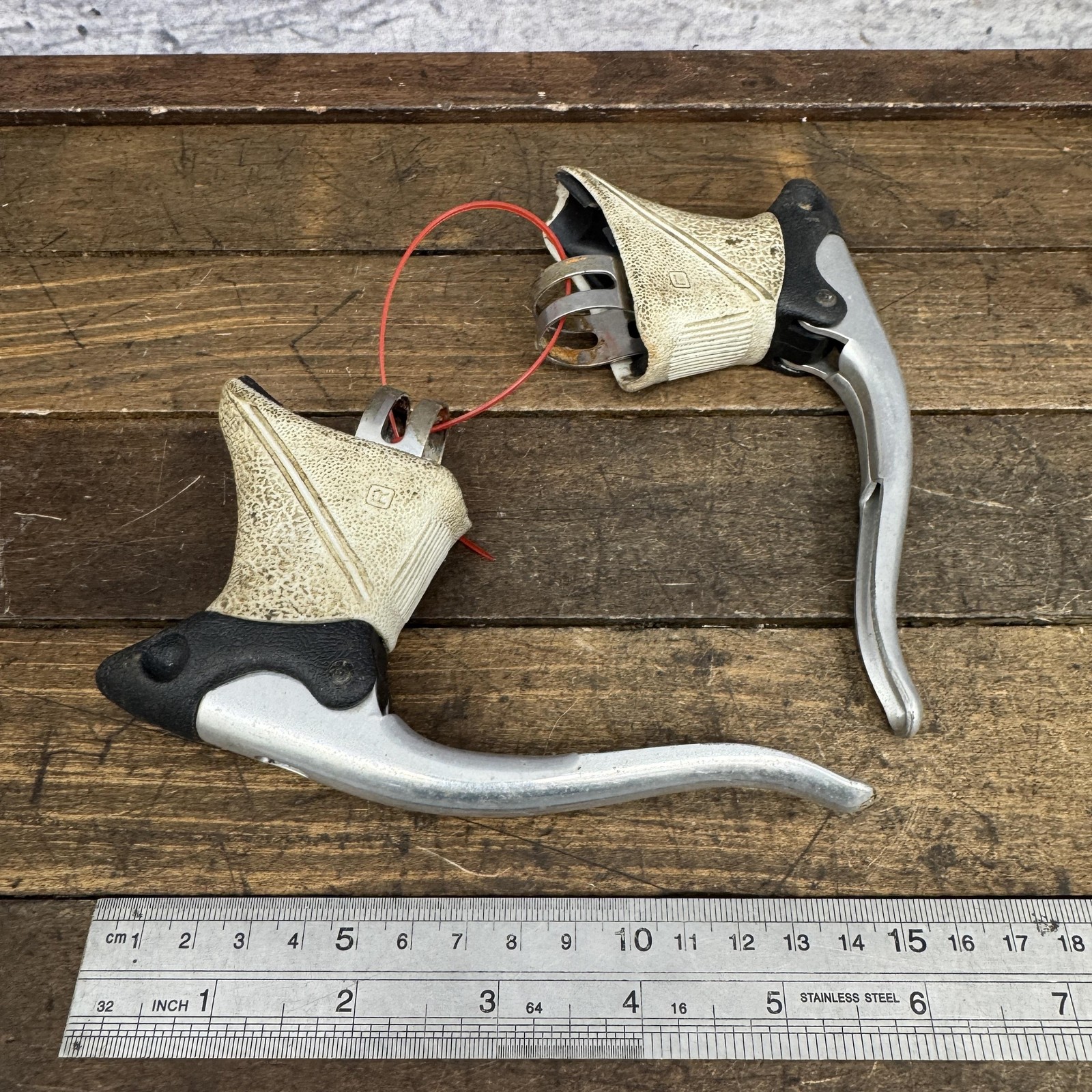 Vintage Dia-Compe Road Bike Brake Levers Pair White Hoods Drop Bar Alloy 23.8mm