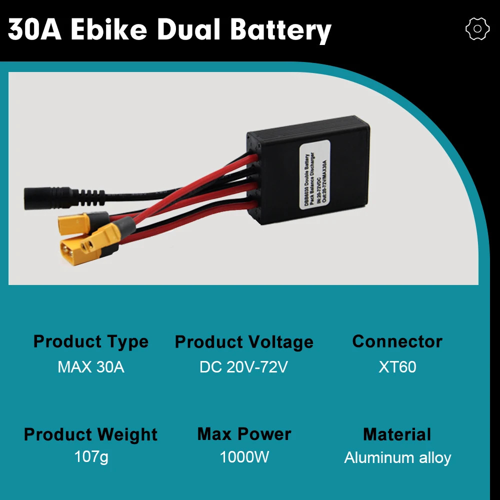 Ebike Dual Battery Connection Adapter XT60 Switcher 20V-72V 10V-100V 20A/30A/40A