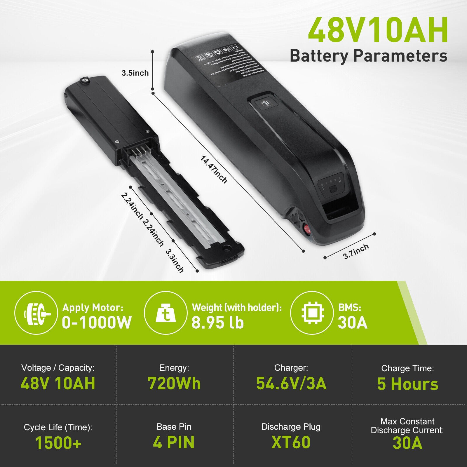 52V 48V 36V 10Ah 15AH 20Ah Ebike Battery for 100W-2000W Electric Bicycle Lithium