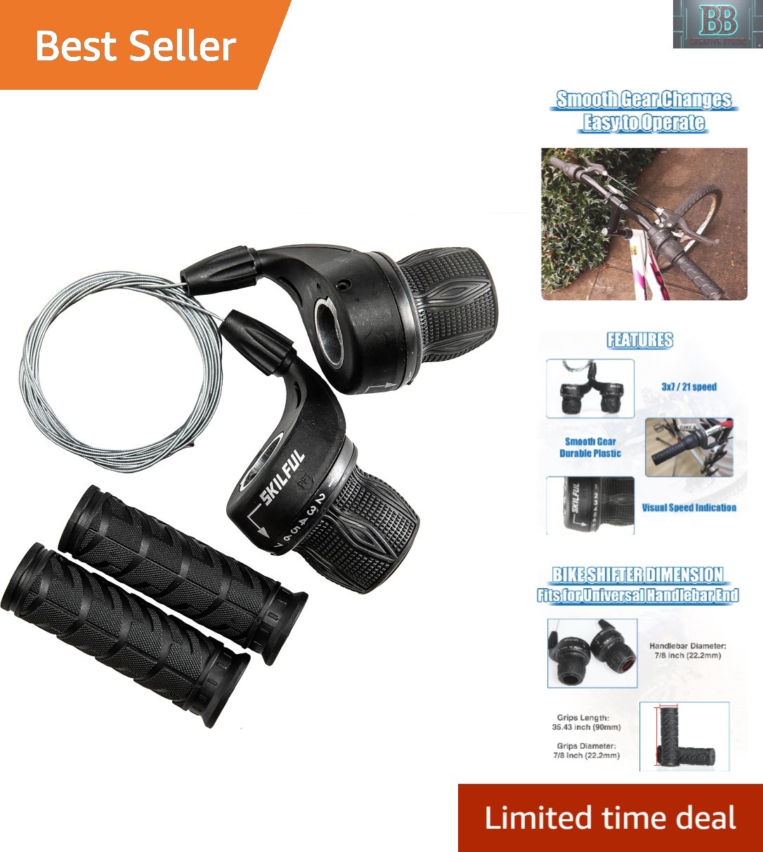 Smooth 3×7 Speed Grip Shift for Mountain Bikes and Hybrids – Easy Install