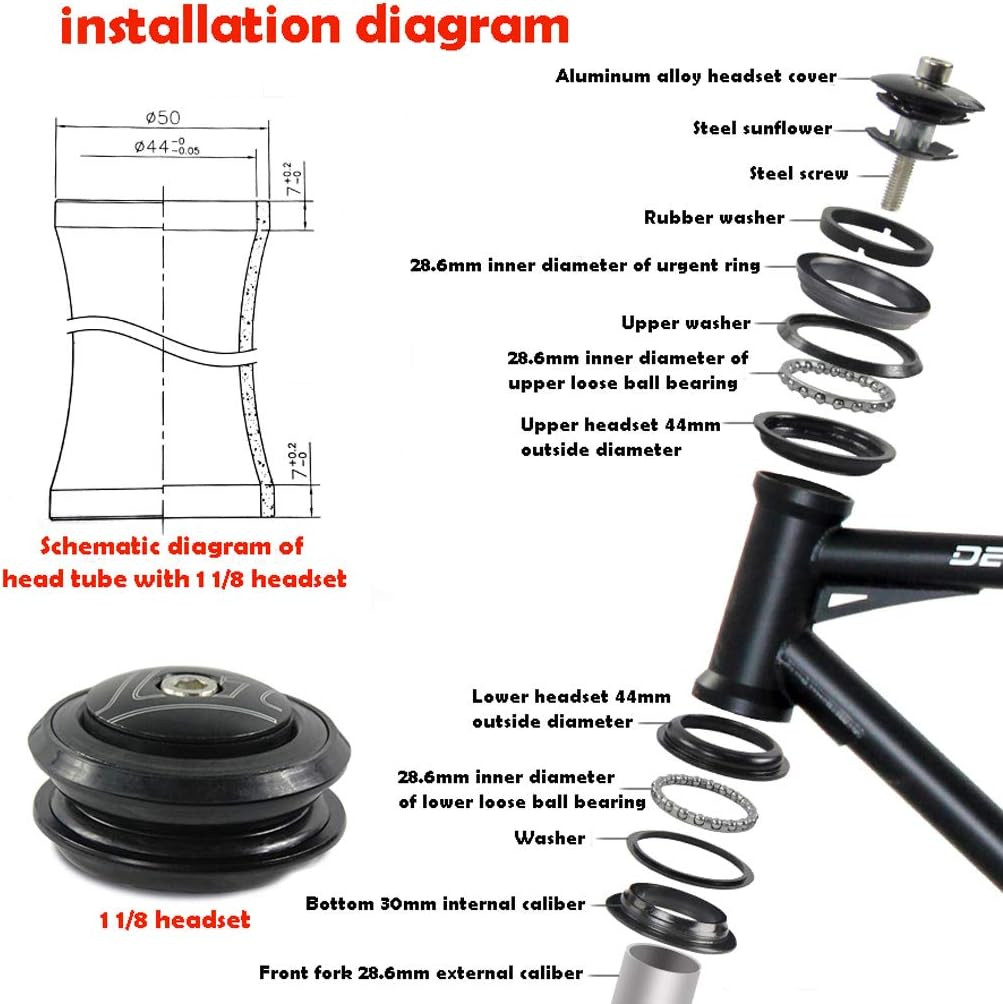 1-1/8″ Headset Top Cap Bearings 34Mm/ 44Mm Diameter Threadless Stem Tapered Seal