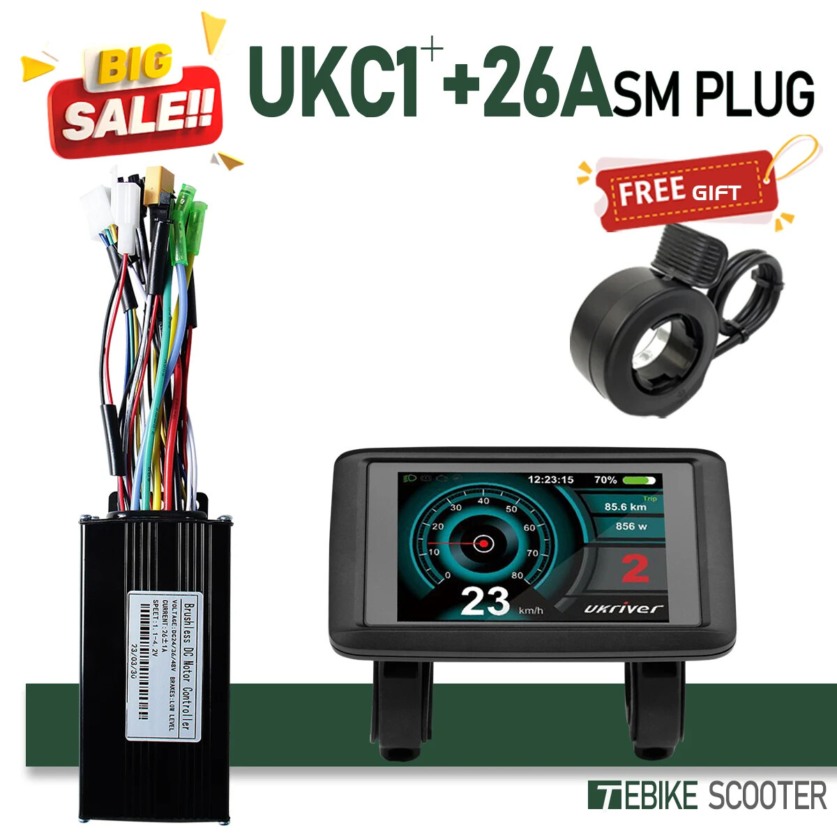 E-bike 24V/36V/48V52V 17A 26A 30A 40A Three Mode Brushless Sine Wave Controller