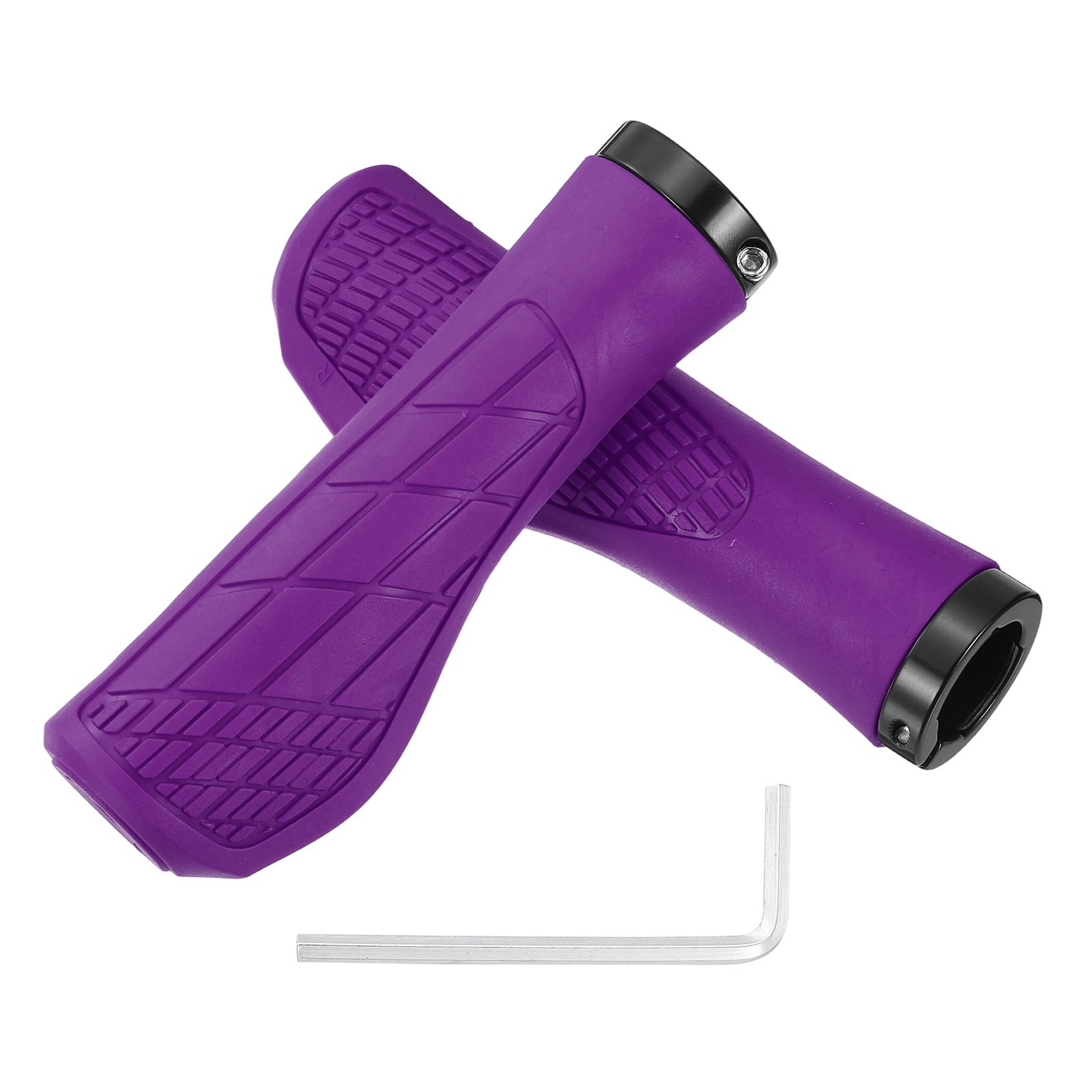 Ergonomic Bike Grips for Bicycle with Wrench 5.3in Diamond-Texture Purple
