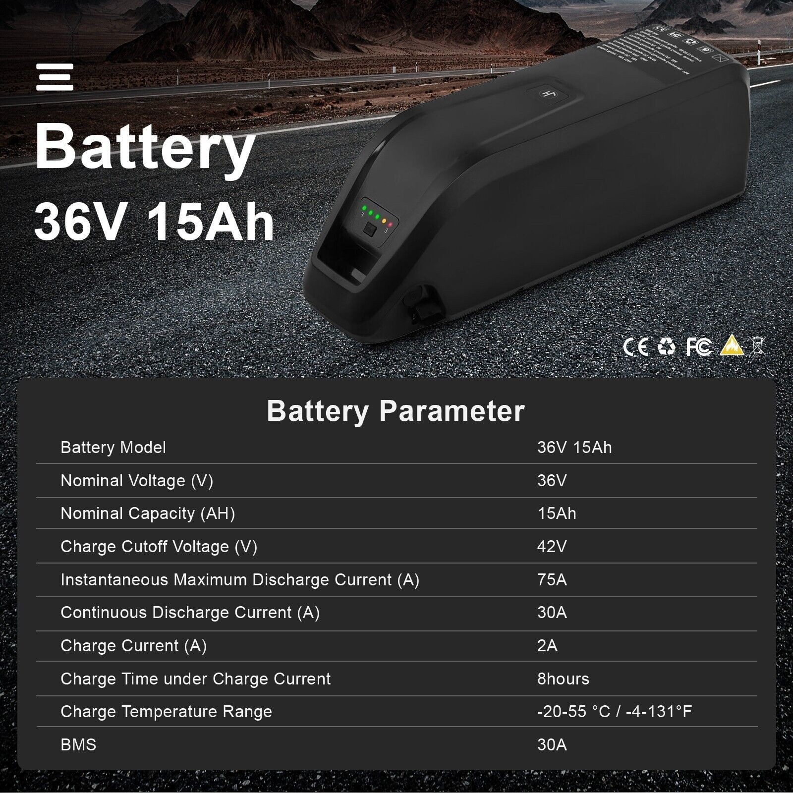 36V 10Ah 15Ah 20Ah Ebike Battery 30A/40A BMS 50W-1500W Electric Bicycle Bike New