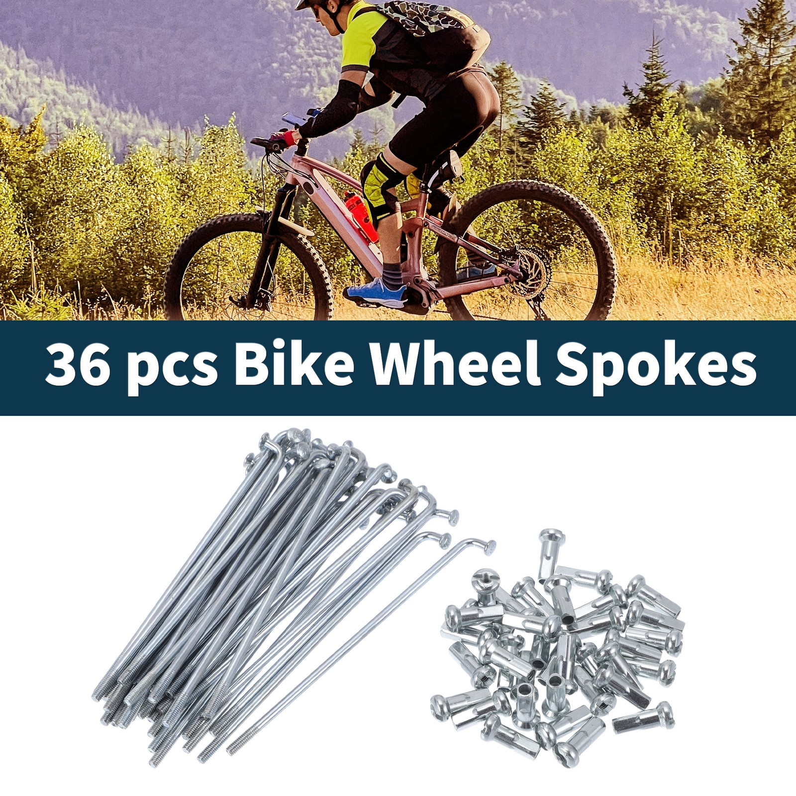 1 Set 13G 80mm Length Bicycle Spokes Nipple 45 Steel Galvanized Universal
