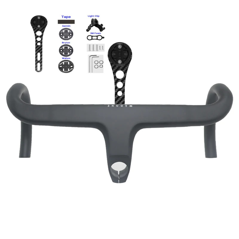 Road Bicycle Integrated Carbon Handlebar Stem with Spacer Mount 360-420*28.6mm