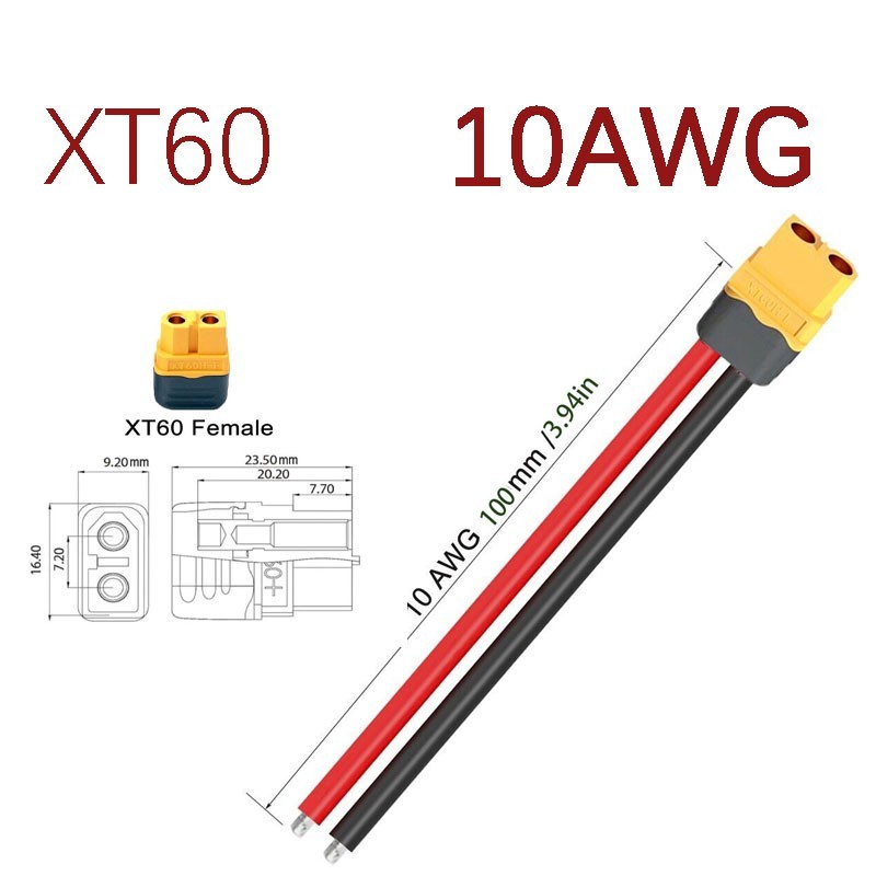 XT60 Plug Male Bullet Connectors Extension Cable f o Ebike Lipo Battery