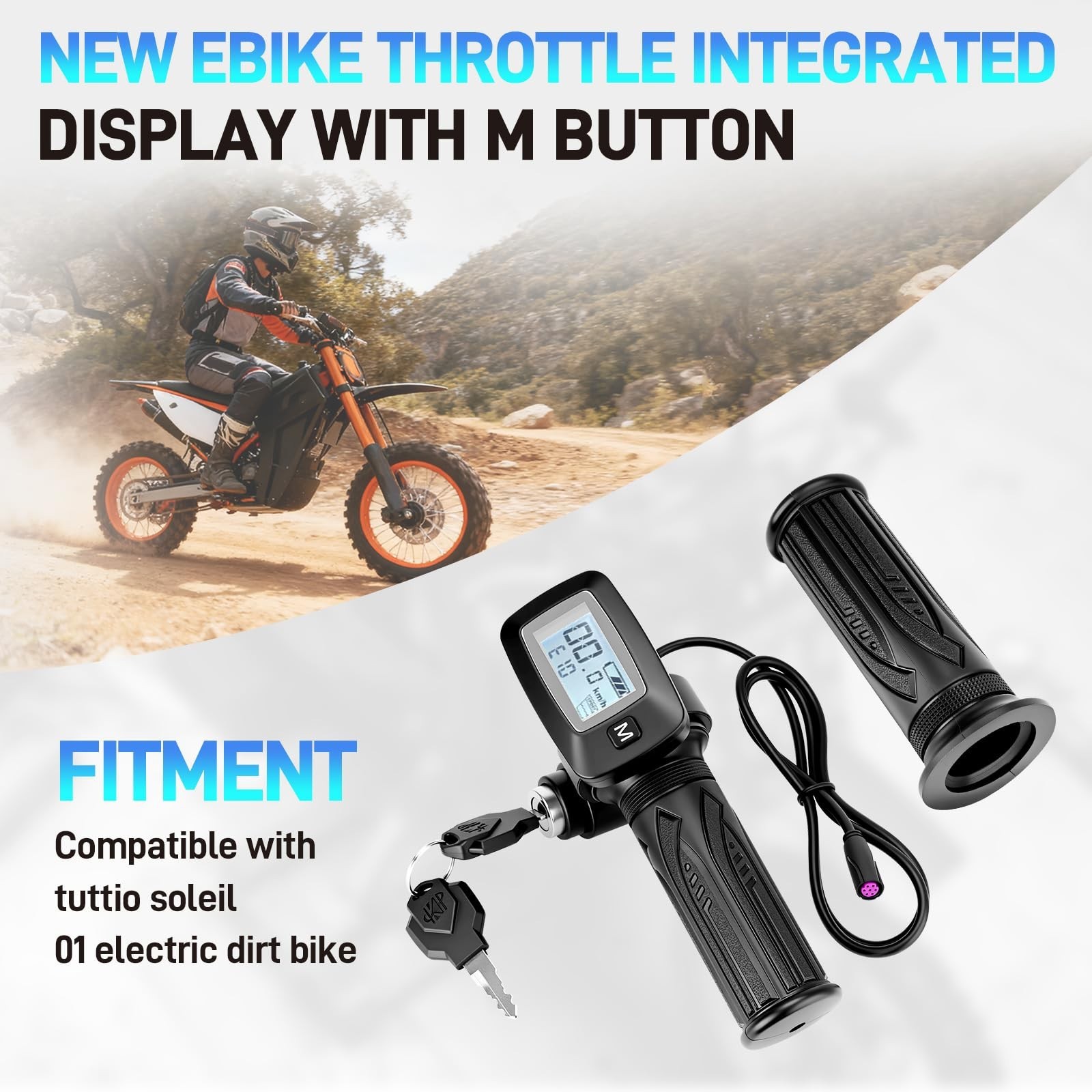 New Ebike Throttle Integrated Display W/ M Button For Tuttio Soleil 01 Dirt Bike