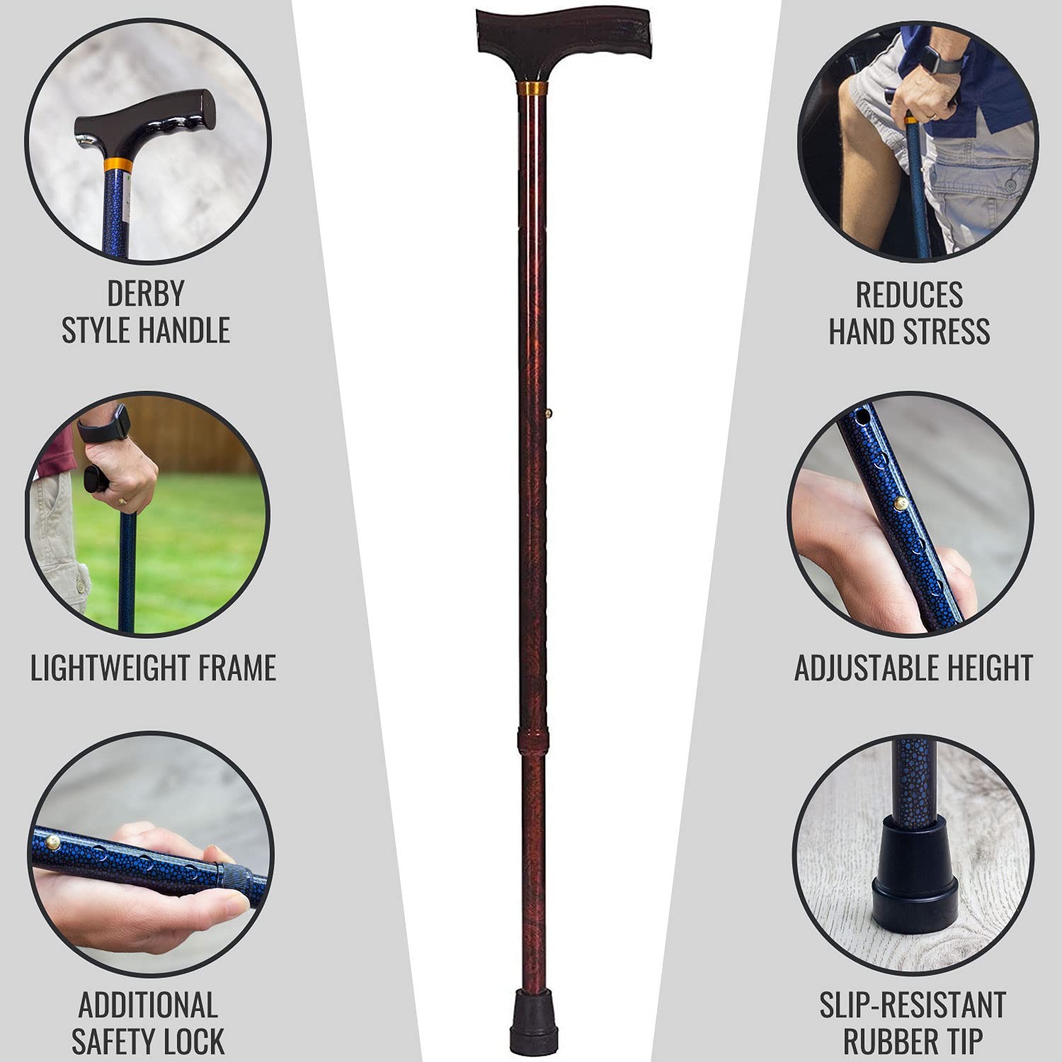DMI Lightweight Aluminum Adjustable Walking 1 Count (Pack of 1), Copper Swirl