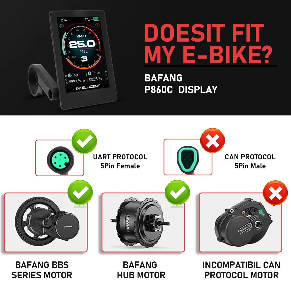 LCD P860C Intelligent Display Electric Bike Screen BBS01B BBS02B BBSHD Mid Motor