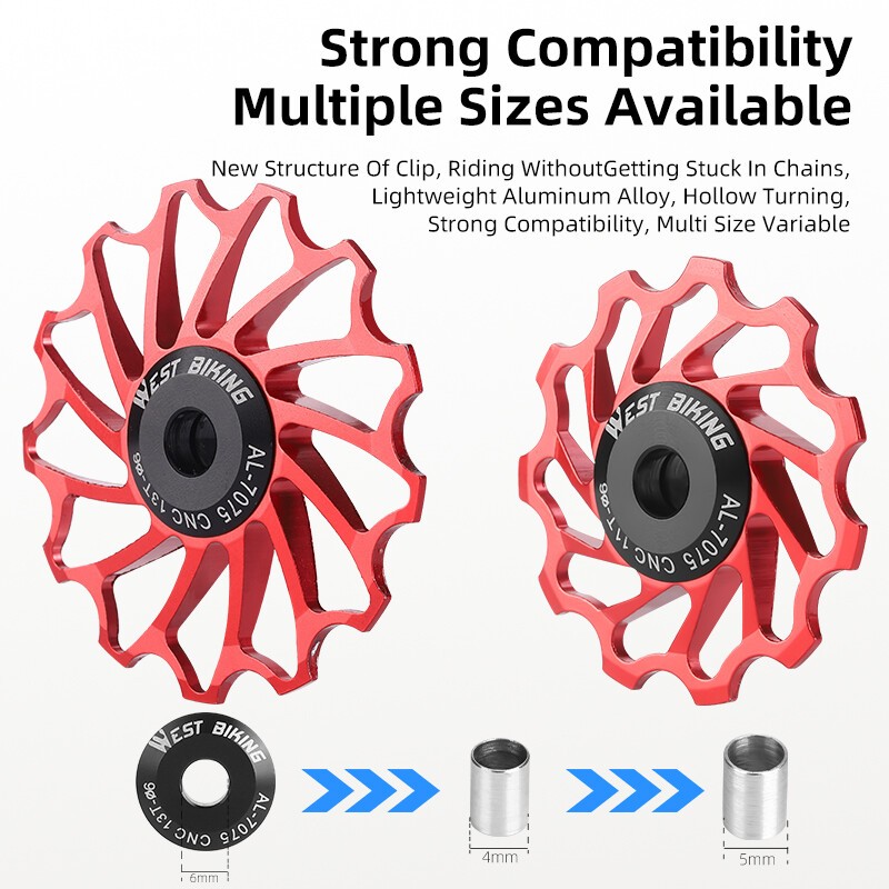 WEST BIKING Ceramic Rear Derailleur Pulley Bicycle 11T/13T Tension Pulley