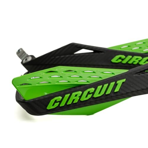 – Fenix Motorcycle Handguards – Durable Carbon Único black w/ green trim