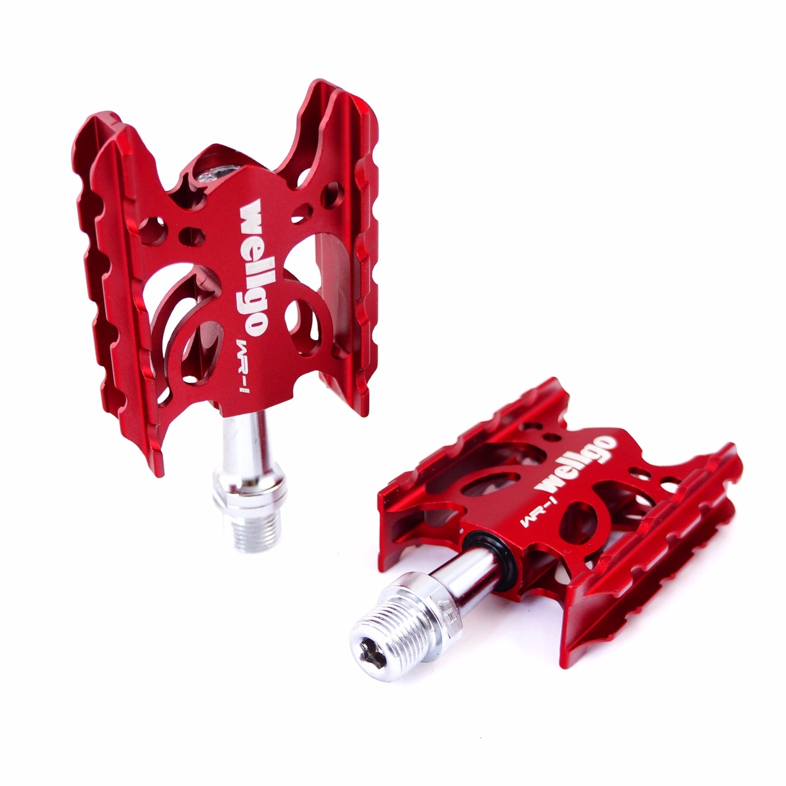 Wellgo WR-1 9/16″ Aluminum MTB Road Platform Bike Pedal-Black-Red-Gold-Pink-Gray