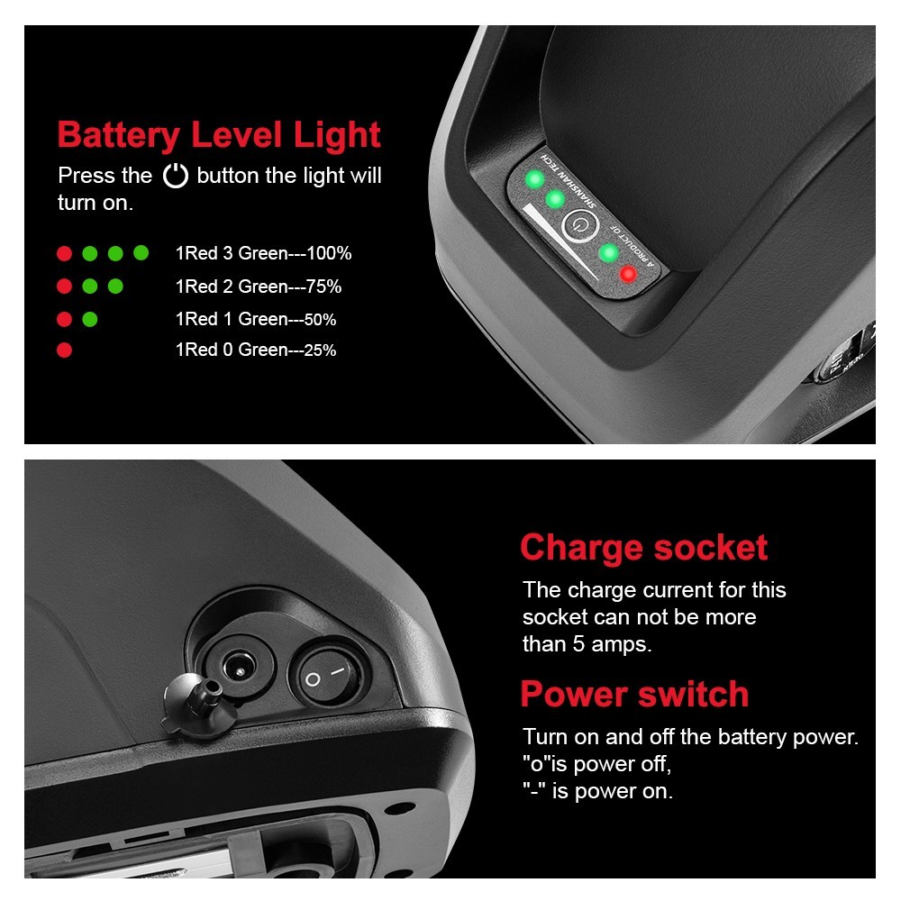 Hailong Ebike Battery 36V 13Ah 4 prongs Electric Bike Battery