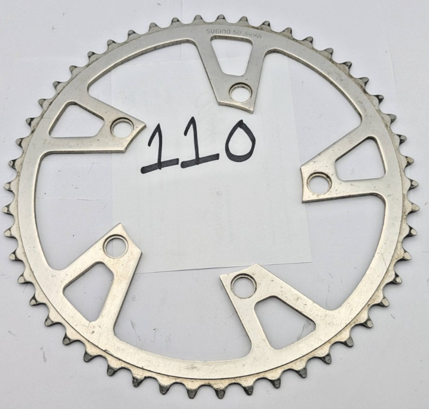 SUGINO 50 TOOTH CHAINRING 110MM BCD SILVER 5-ARM ALUMINUM TURBINE