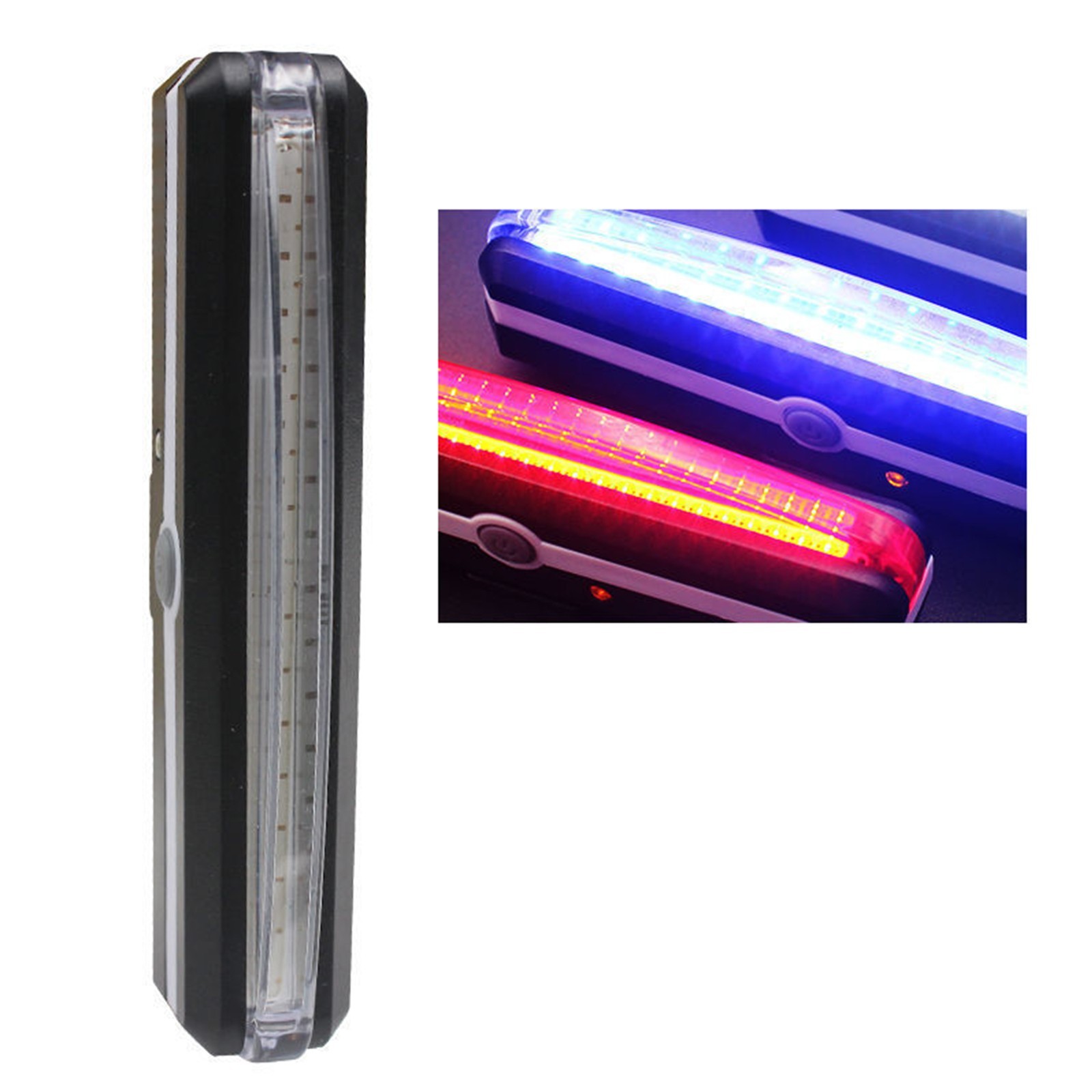 Rechargeable LED Tail Light for Bikes Rear Mount 10×1.8cm Night Visibility