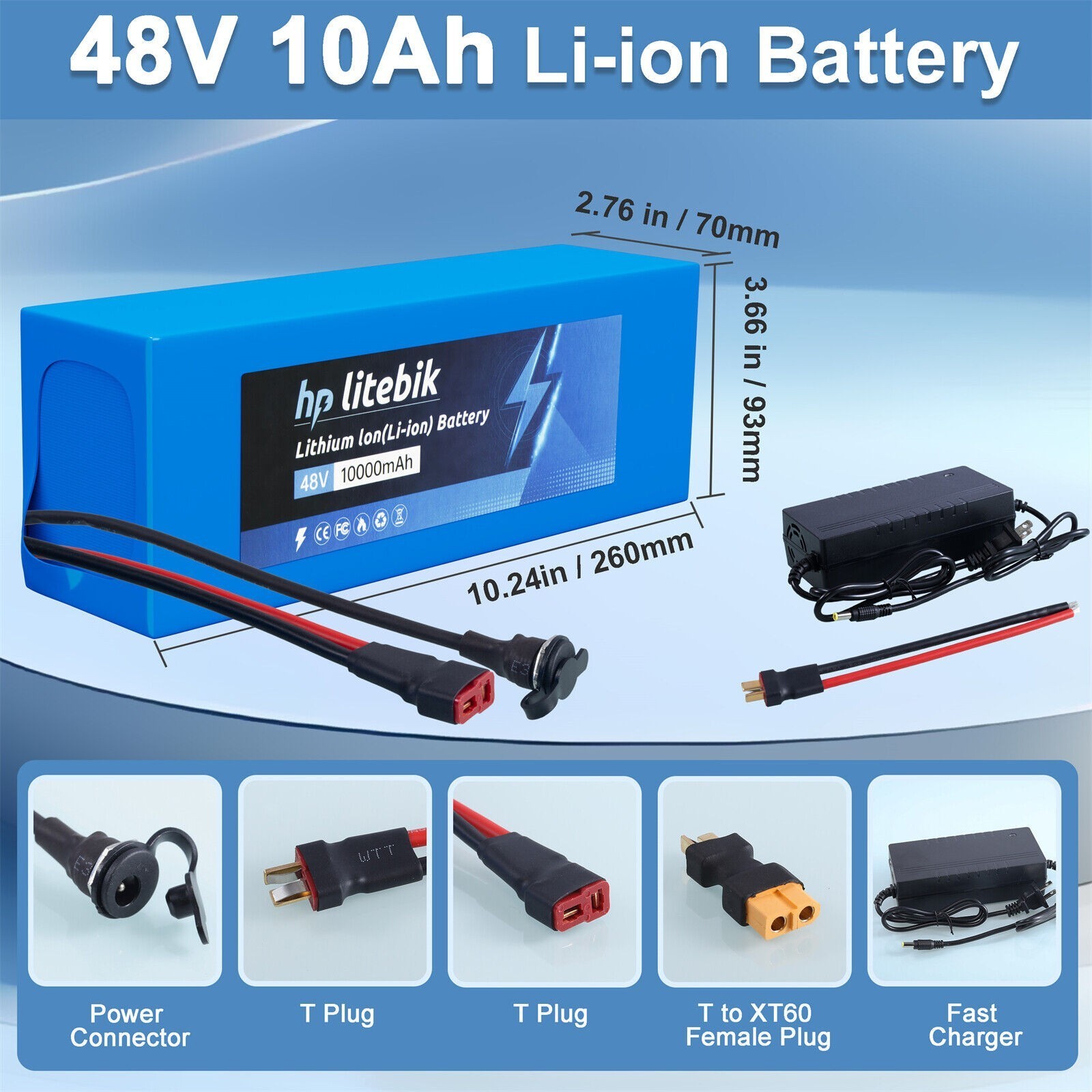 48V Electric Bicycle Bike Scooter Motor Ebike Lithium Battery Rechargeable 30A