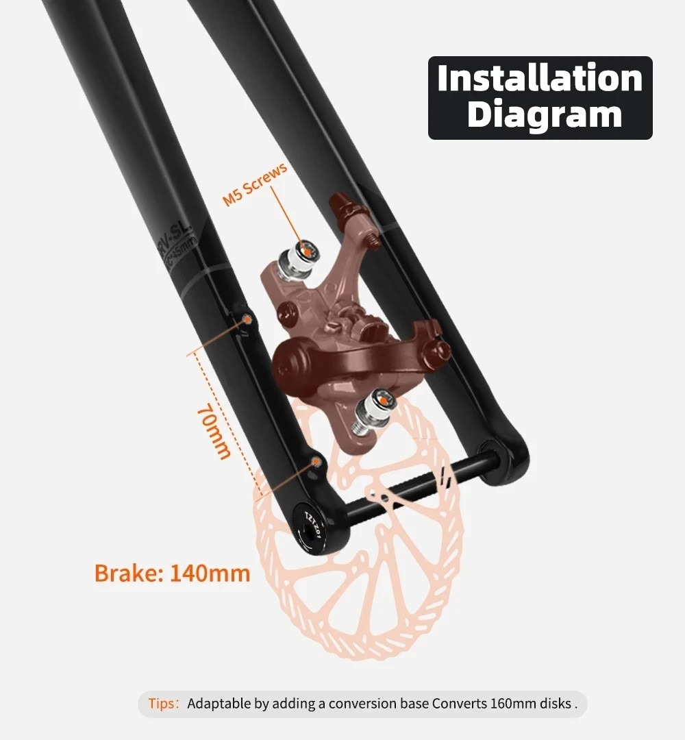 Carbon Gravel / Road Bike Front Fork Internal Cable Routing Thru Axle 12*100mm