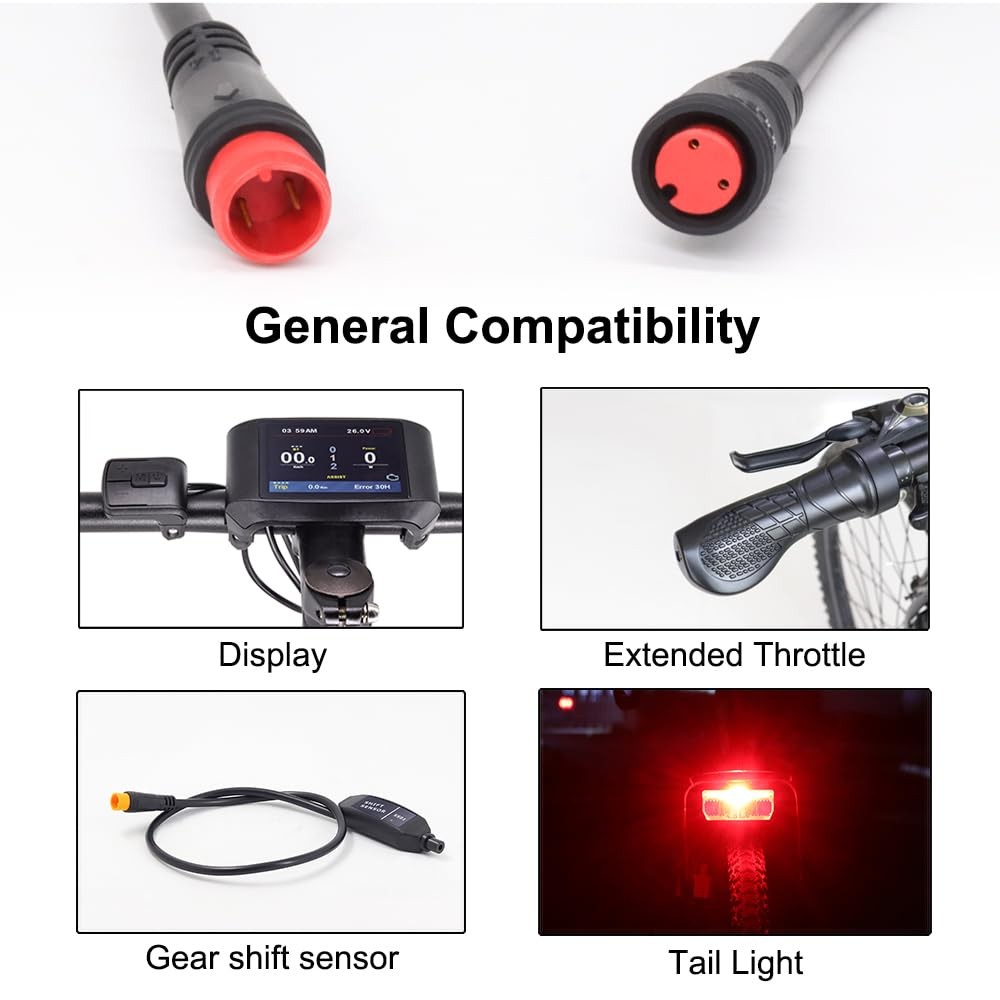 Ebike Extension Cable for Electric Bike Gear Sensor Waterproof Connector 2 Pi…