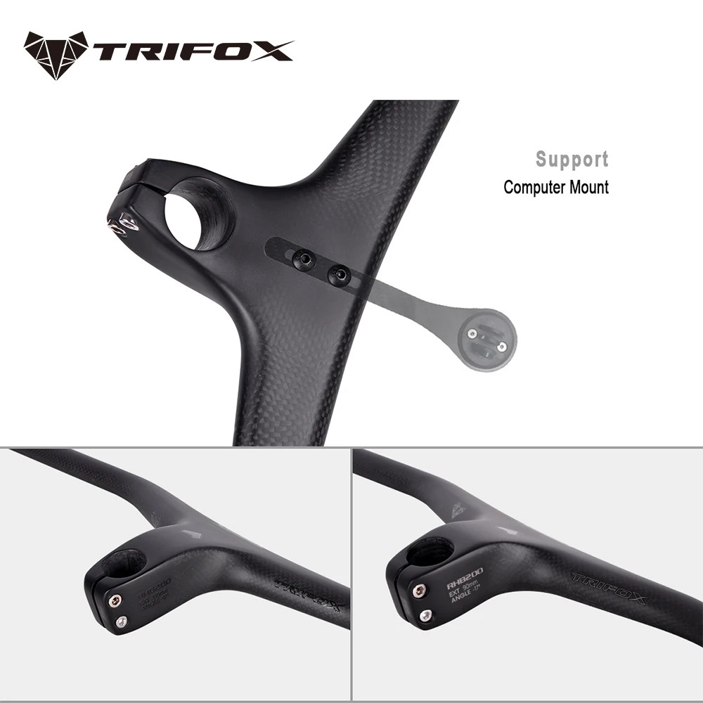 Carbon Fiber Integrated Handlebars Mountain Bicycle Riser Bar Angle -17°