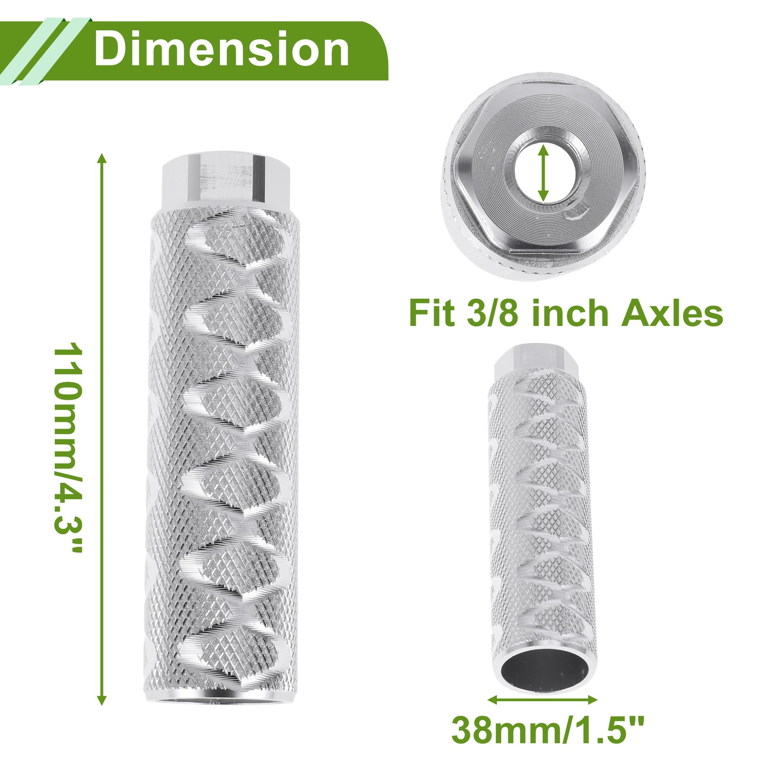 4 Pcs Bike Pegs 100mm Circle Texture Cycling Foot Pegs Silver Tone
