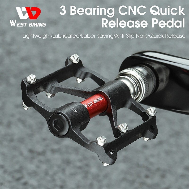 WEST BIKING Bicycle Quick Release Pedals 3 Bearings Aluminum Road Bike Pedals