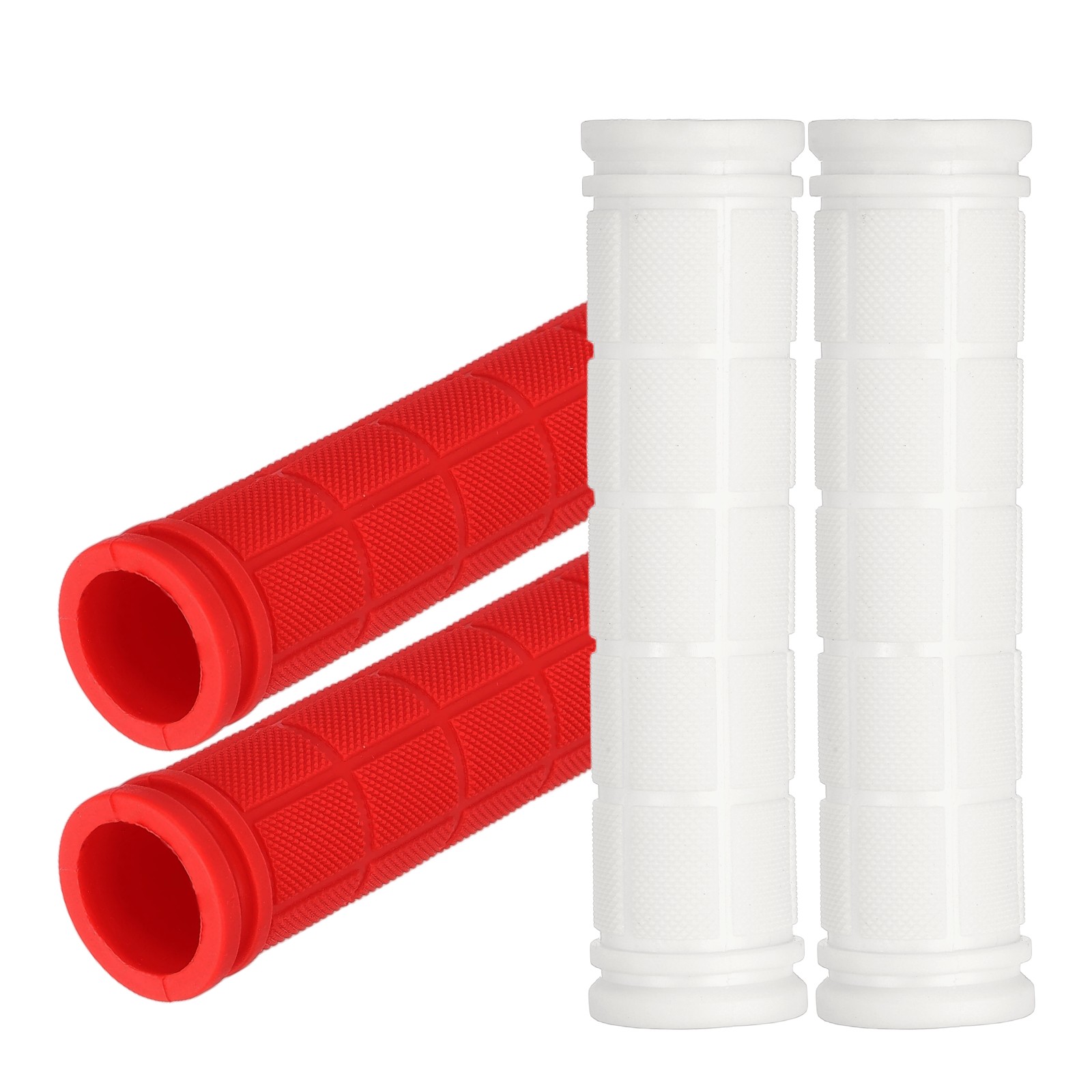 Soft Rubber Handlebar Grips, Bicycle Handlebar Grips 5.3 in 2 Pair White/Red